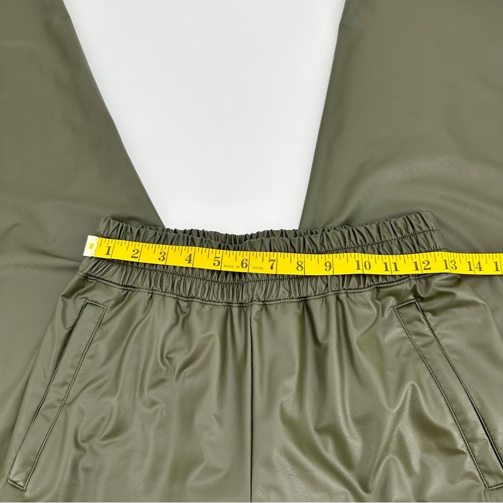 Offline by Aerie Sage Green Real Luxe Faux Leather Wide Leg Pants Size Small - Picture 10 of 13